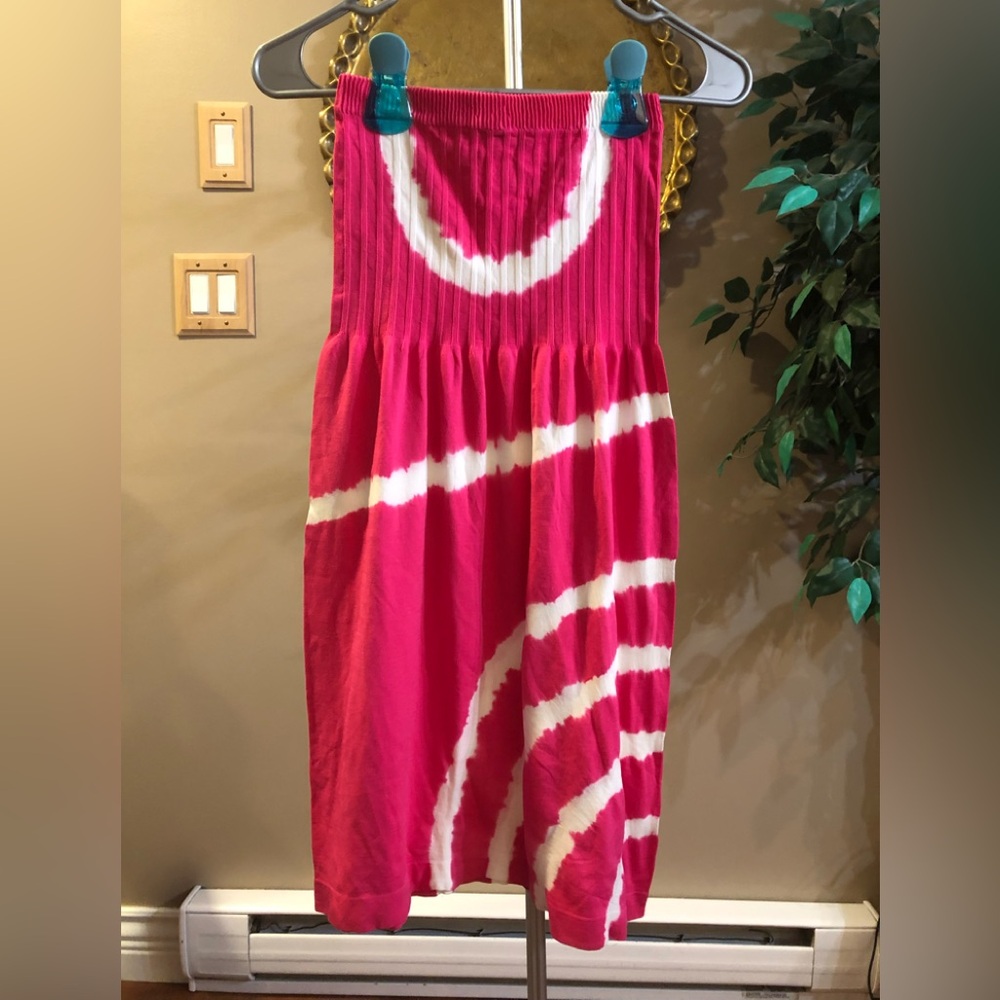 Pink and White Women's Skirt